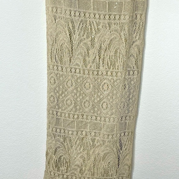 Gunne Sax dress maxi gown by Jessica Mclintock sz 7 knit gold sequin strapless - Picture 4 of 11